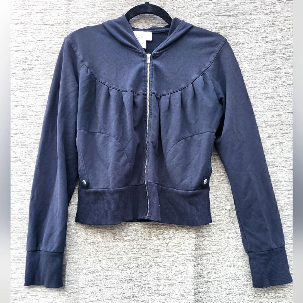 LOFT faded black crop zip up  hoodie sweatshirt size medium